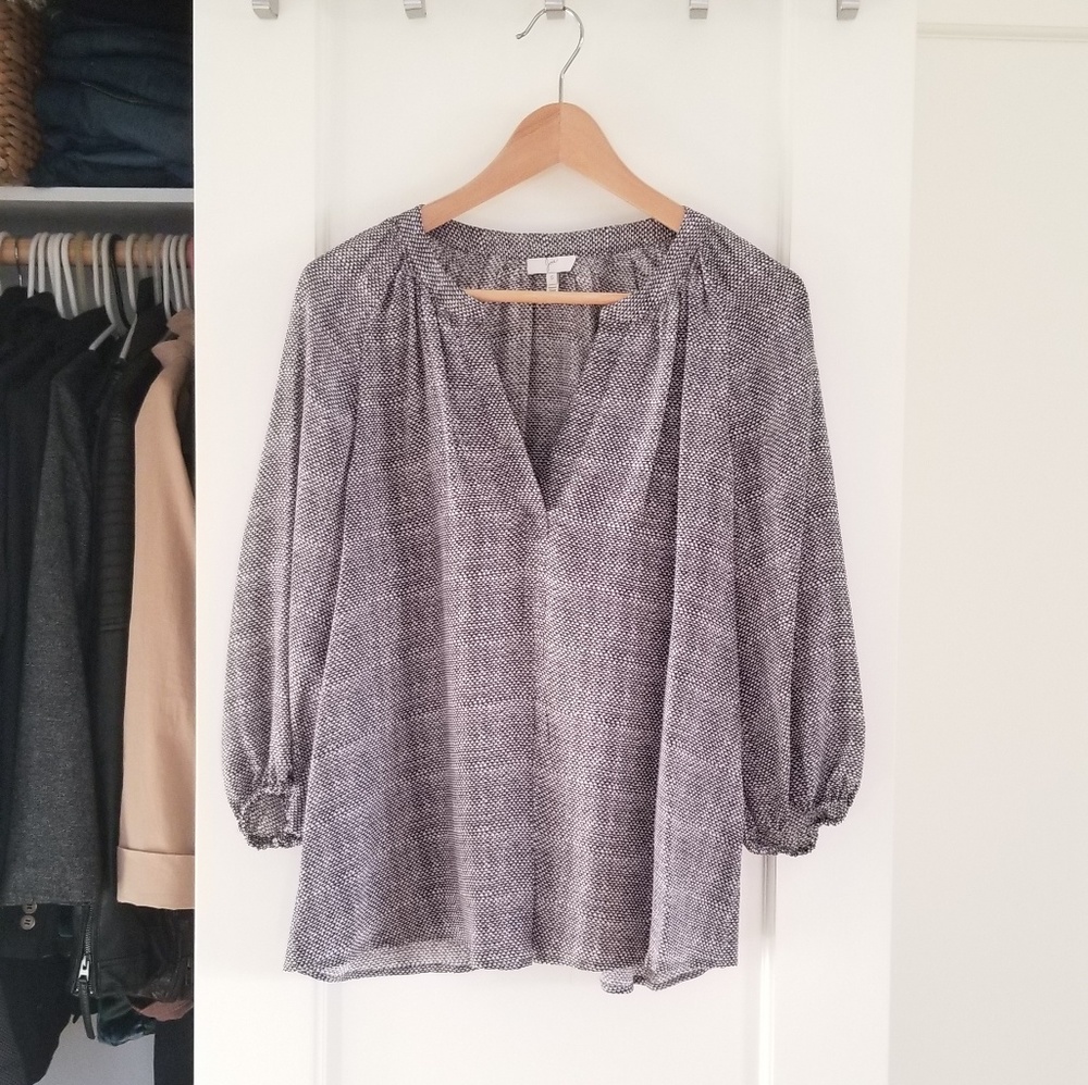 Joie V-Neck Silk Patterned Blouse